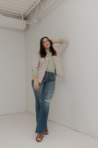 BASIC LONG SLEEVE TUNIC TEE IN WINTERGREEN - Love Marlow