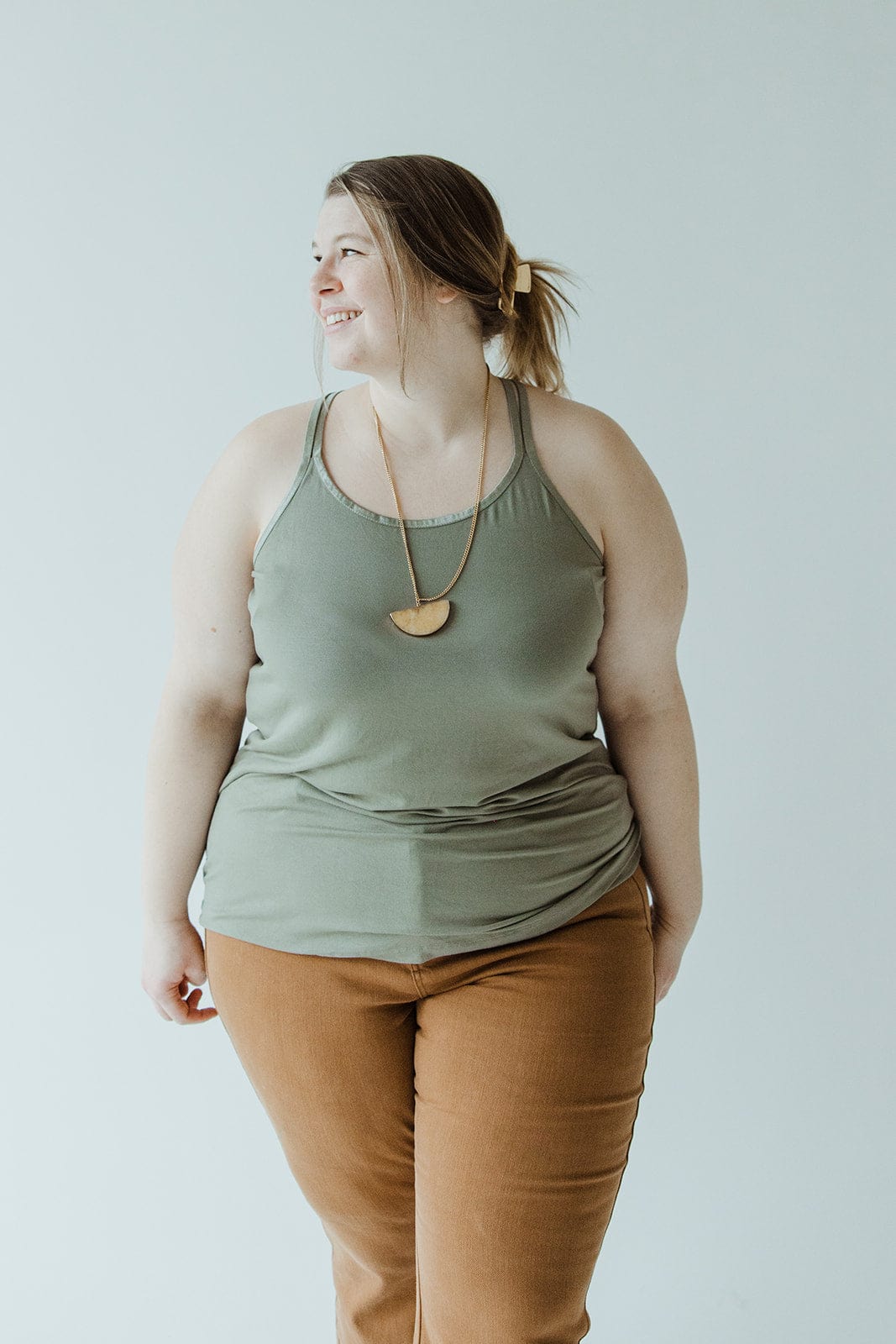 BASIC RACERBACK CAMI IN BITTER SAGE - Love Marlow