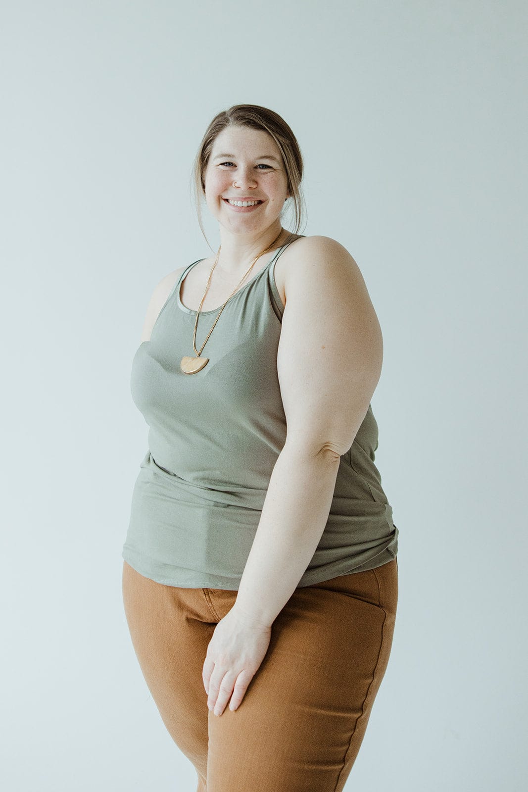 BASIC RACERBACK CAMI IN BITTER SAGE - Love Marlow