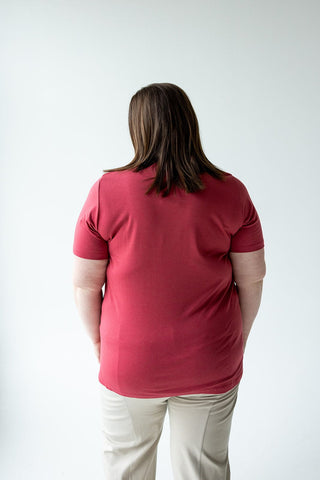 BASIC V - NECK TEE WITH BRONZE SPARKLE IN DARK ROSEWOOD - Love Marlow