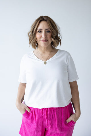 BASIC V - NECK TEE WITH SPARKLE IN CLOUD - Love Marlow