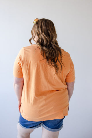BASIC V - NECK TEE WITH SPARKLE IN TANGERINE - Love Marlow