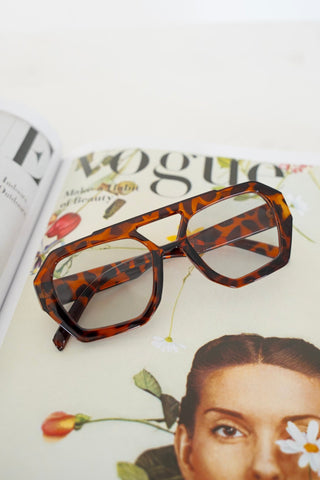 Bea Boxy Aviator Statement Sunglasses – Tortoise/Tinted - Love Marlow