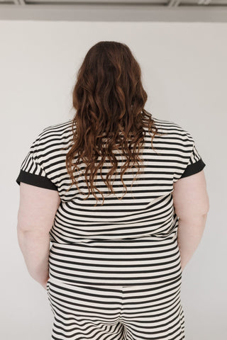 Black Accent Striped Dolman Top - Love Marlow