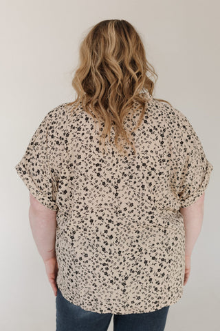 Black Floral V-Neck Woven Blouse - Love Marlow