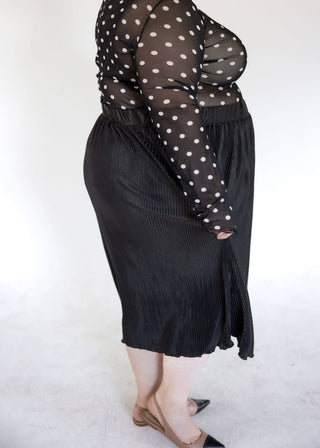 Black Polka Dot Mesh Mock Neck Top - Love Marlow