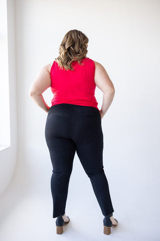 BLACK STRAIGHT LEG TREGGING - Love Marlow