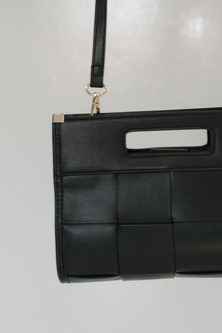 BLACK WOVEN FAUX LEATHER CROSSBODY CLUTCH - Love Marlow