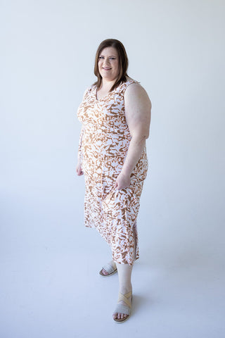 BLOT PATTERN MAXI WITH BACK DETAIL IN CAMEL - Love Marlow