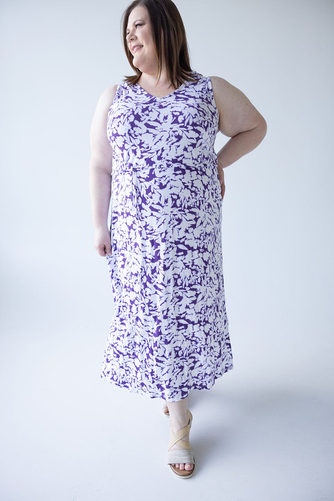 BLOT PATTERN MAXI WITH BACK DETAIL IN DEWBERRY - Love Marlow