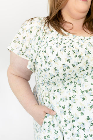 Blue Petal Smocked Floral Midi Dress - Love Marlow