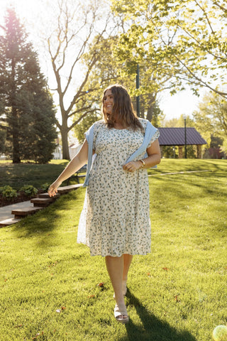 Blue Petal Smocked Floral Midi Dress - Love Marlow