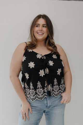 Boho Eyelet Lace Embroidered Cami Top – Feminine Scalloped Hem - Love Marlow