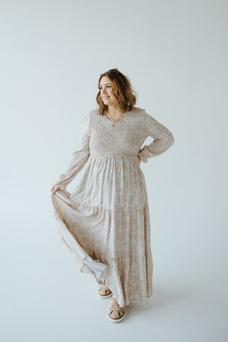 BOHO FLOOR LENGTH FLORAL DRESS IN CHANTERELLE - xL - Love Marlow