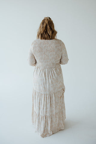 BOHO FLOOR LENGTH FLORAL DRESS IN CHANTERELLE - xL - Love Marlow