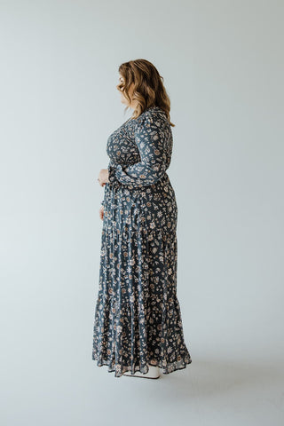 BOHO FLOOR LENGTH FLORAL DRESS IN GREEN GABLES - Love Marlow
