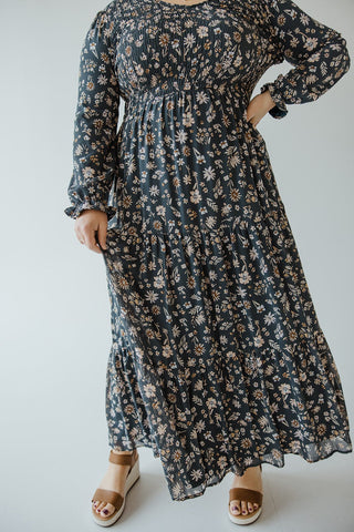 BOHO FLOOR LENGTH FLORAL DRESS IN GREEN GABLES - Love Marlow