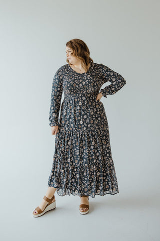 BOHO FLOOR LENGTH FLORAL DRESS IN GREEN GABLES - Love Marlow