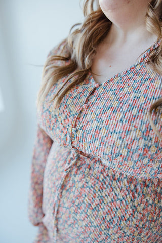 BOHO FLORAL DRESS WITH RUFFLE HEM IN FESTIVE BLOOM - Love Marlow