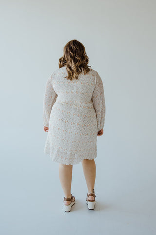 BOHO FLORAL DRESS WITH RUFFLE HEM IN VINTAGE OFF WHITE - Love Marlow