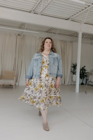 BOLD FLORAL MIDI LENGTH SHIFT DRESS - Love Marlow