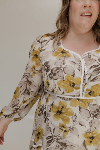 BOLD FLORAL MIDI LENGTH SHIFT DRESS - Love Marlow