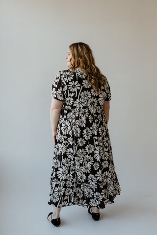 BOLD FLORAL PATTERN MIDI LENGTH DRESS - Love Marlow