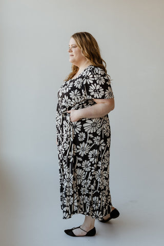 BOLD FLORAL PATTERN MIDI LENGTH DRESS - Love Marlow