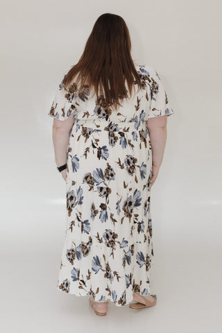 BOLD FLORAL PLISSE MAXI LENGTH DRESS WITH SMOCKED WAIST - Love Marlow