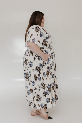 BOLD FLORAL PLISSE MAXI LENGTH DRESS WITH SMOCKED WAIST - Love Marlow