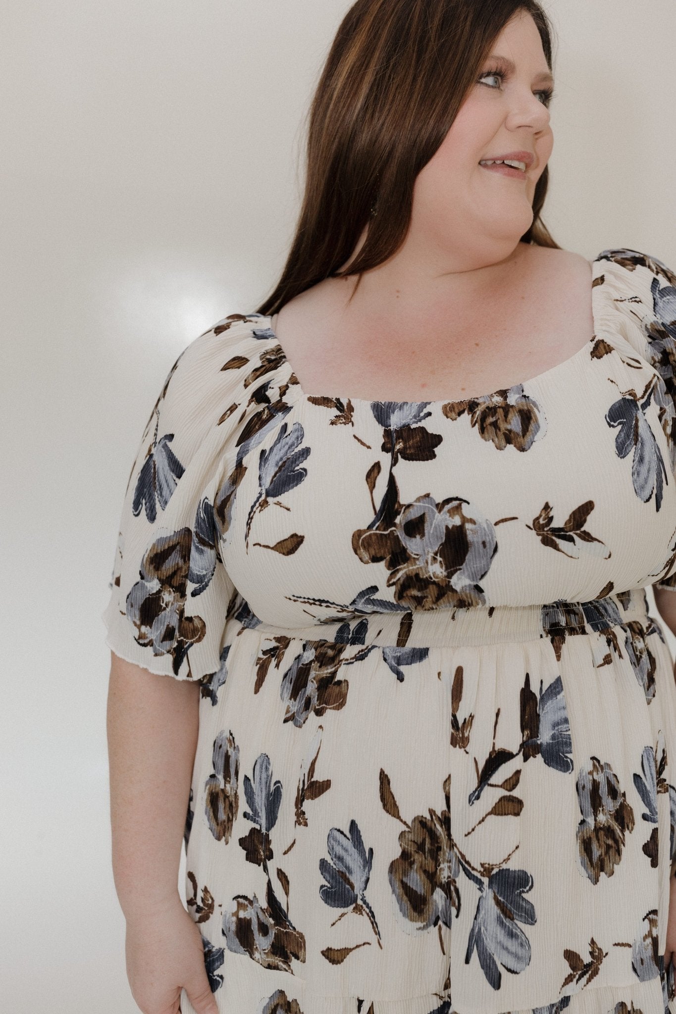 BOLD FLORAL PLISSE MAXI LENGTH DRESS WITH SMOCKED WAIST - Love Marlow