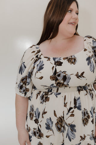 BOLD FLORAL PLISSE MAXI LENGTH DRESS WITH SMOCKED WAIST - Love Marlow