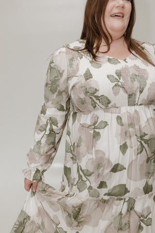 BOLD FLORAL SMOCKED BODICE MAXI DRESS - Love Marlow