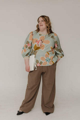 Bold Retro Floral Blouse – Mint Multi - Love Marlow