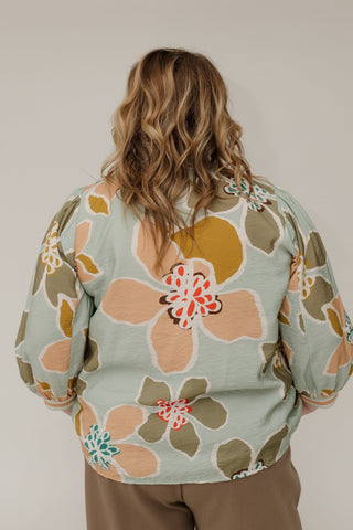 Bold Retro Floral Blouse – Mint Multi - Love Marlow