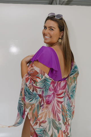 BOLD TROPICAL FLORAL PRINT KIMONO - Love Marlow