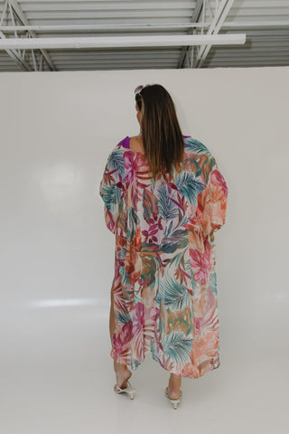 BOLD TROPICAL FLORAL PRINT KIMONO - Love Marlow