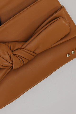 BOW CONVERTIBLE CLUTCH 3 - IN - 1 STATEMENT BAG IN BROWN - Love Marlow