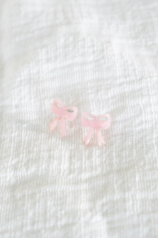 BOW STUDS IN BABY PINK - Love Marlow