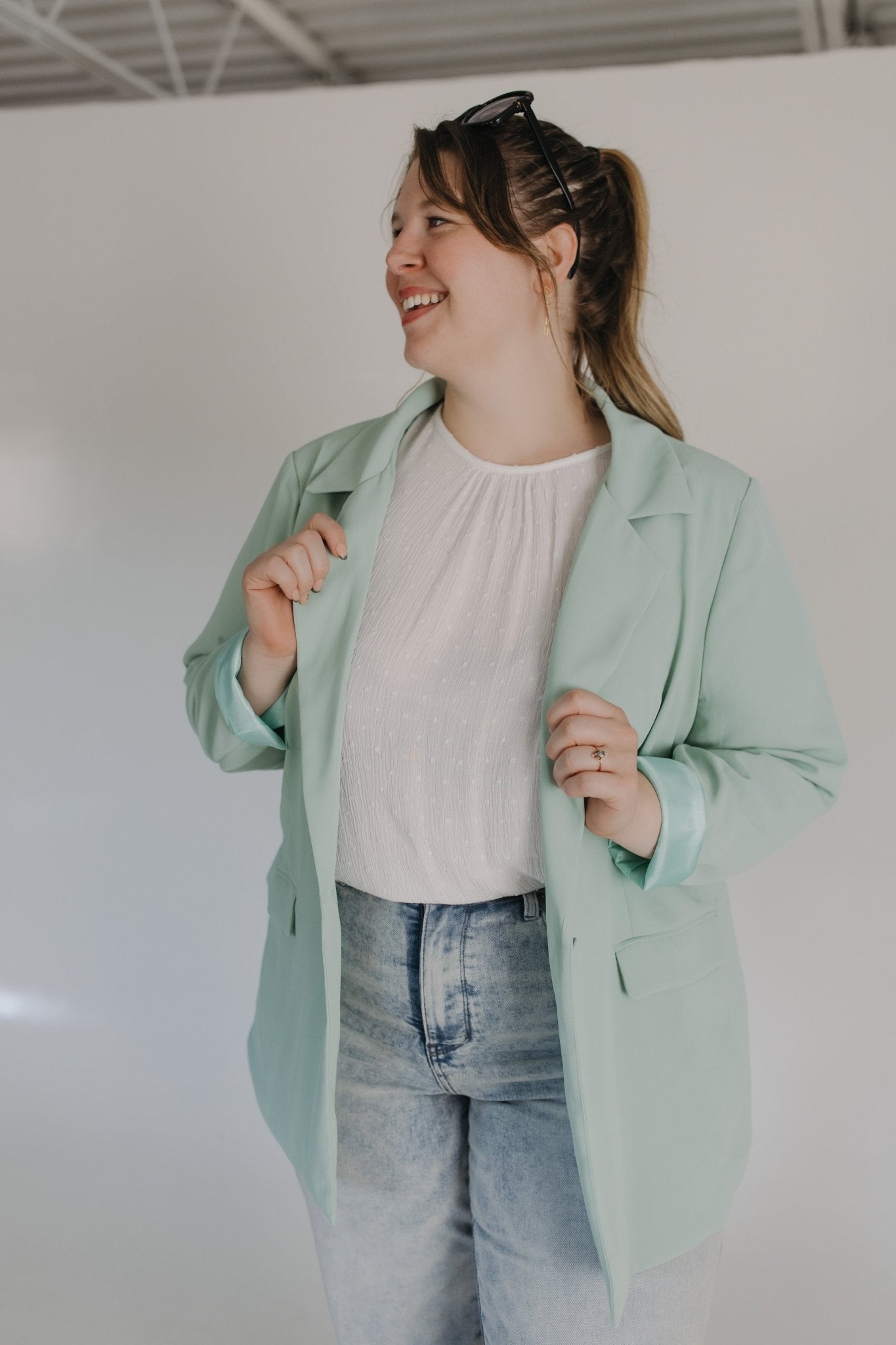 BOYFRIEND BLAZER IN MINT - Love Marlow