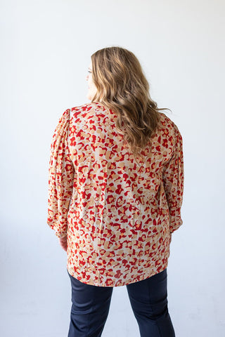 BREEZY ABSTRACT PRINT TUNIC WITH CUFFED SLEEVES - Love Marlow