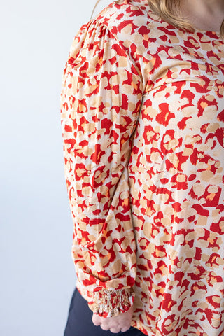 BREEZY ABSTRACT PRINT TUNIC WITH CUFFED SLEEVES - Love Marlow