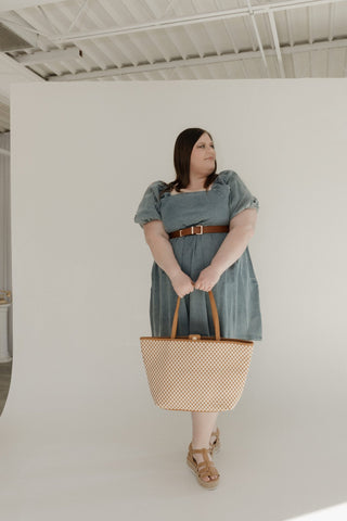 BUBBLE SLEEVE DENIM DRESS - Love Marlow