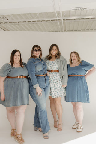 BUBBLE SLEEVE DENIM DRESS - Love Marlow