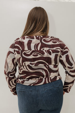 Burgundy Swirl Knit Top – V - Neck - Love Marlow