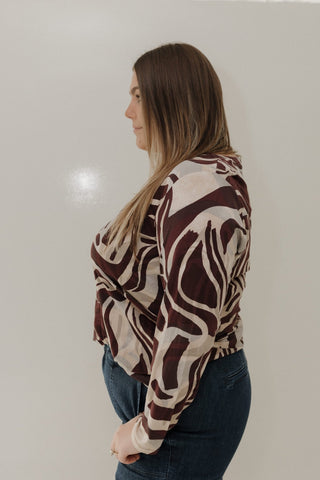 Burgundy Swirl Knit Top – V - Neck - Love Marlow