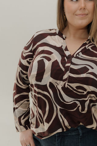 Burgundy Swirl Knit Top – V - Neck - Love Marlow