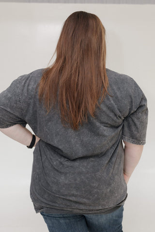 "BUT FIRST FOOTBALL" GRAPHIC TEE IN MINERAL WASH BLACK - Love Marlow