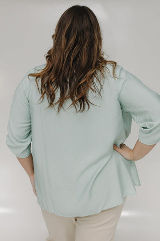 BUTTON DOWN BLOUSE IN JADE SMOKE - Love Marlow