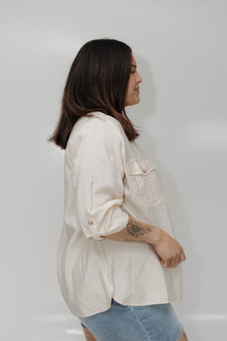 Button Down Blouse in Sun Bleached Driftwood - Love Marlow